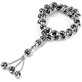 WBTY Tasbih Prayer Beads Allah & Muhammad Islamic Prayer Rosary Muslim Islam Misbaha Tasbeeh Sibha 33 Prayer Beads Bracelet (black)