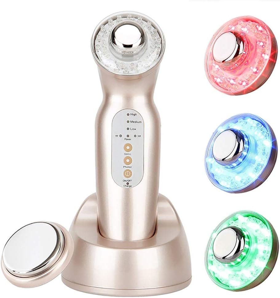 Photon Facial Led Microcurrent Detachable Ultrasonic wave Beauty Device, Photon Skin Rejuvenator, Pores Cleaner, Anti-wrinkle