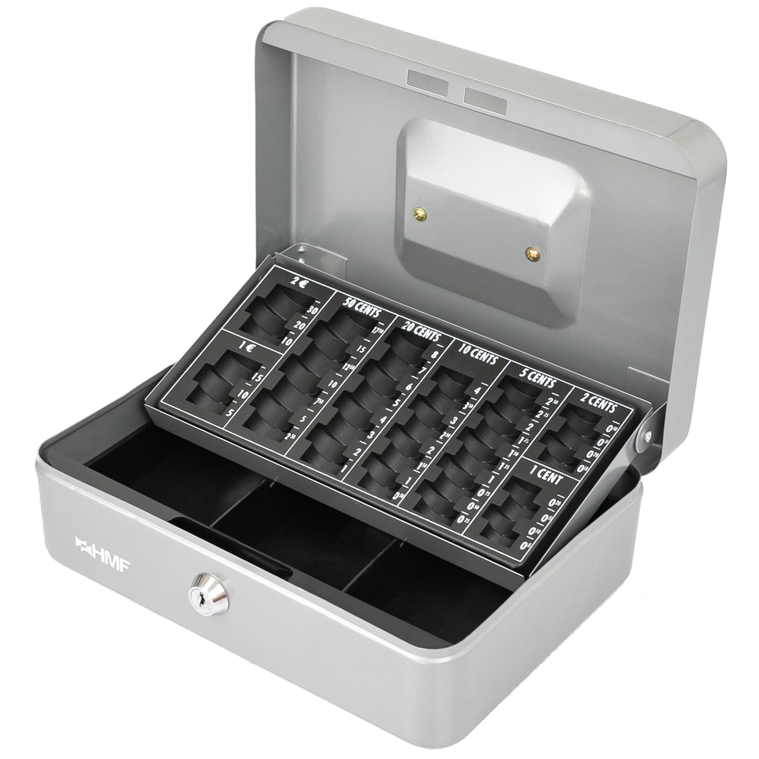 HMF 10022-09 Cash Box with EURO Coin Tray 25 x 18 x 9 cm, silver — image 1