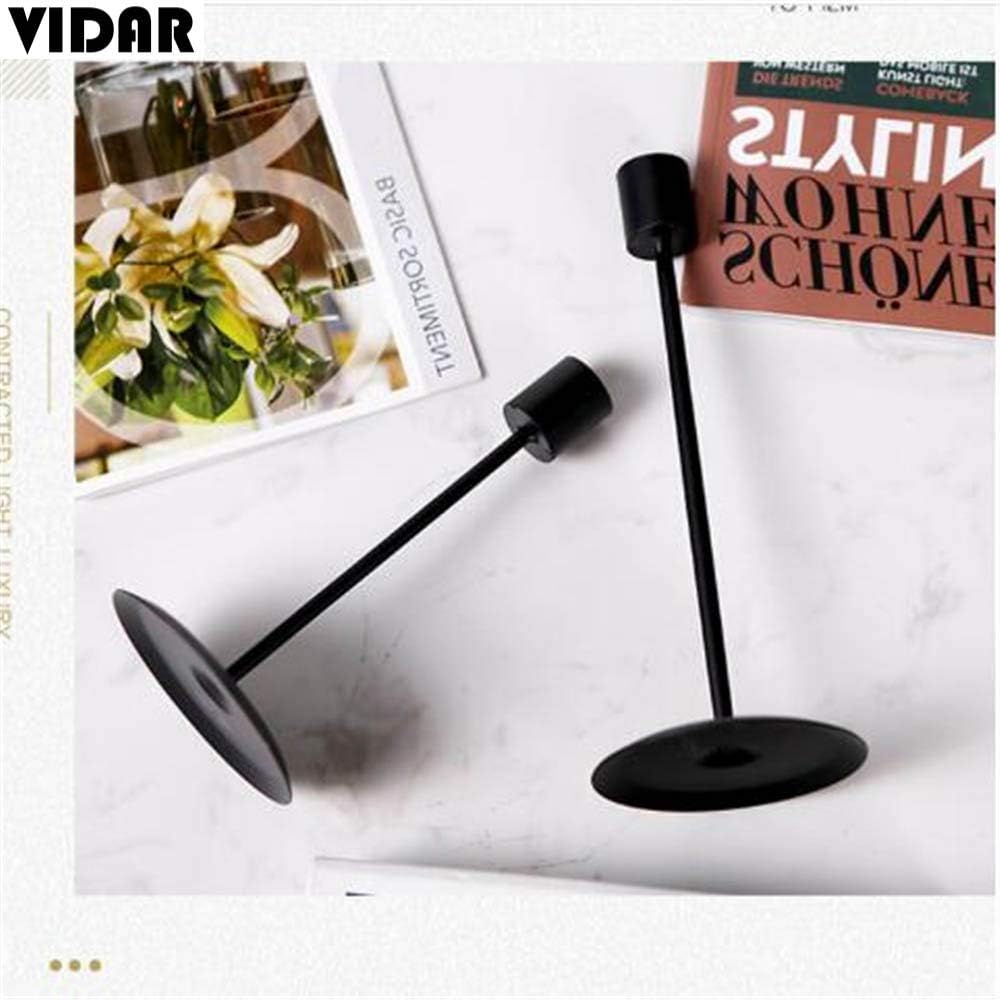 Black Candle Holders Set, Metal Taper Candlestick Holder Stand 3/4 Inch, Candlestick Holder for Taper Candles, Table Romantic for Wedding, Birthday, Dinner Home & Bar Decorative 2Pack (Black): Kitchen & Dining
