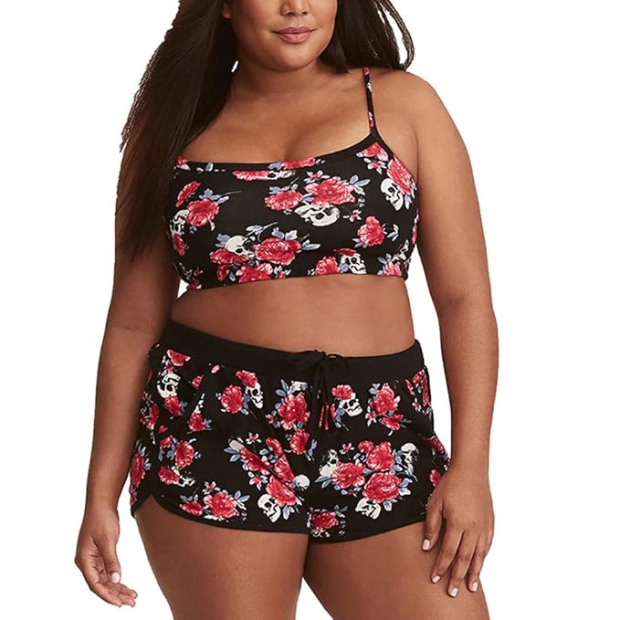 Voberry Women S Plus Size Print Striped Split Swimsuit Beachwear Bikini Swimsuit Black Amazon In Clothing Accessories