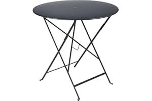 Fermob - Bistro 30" Round Table - Folding Table with Steel Top & Umbrella Hole - Outdoor Dinner & Drinks - Perfect for Patio & Garden - (Anthracite)
