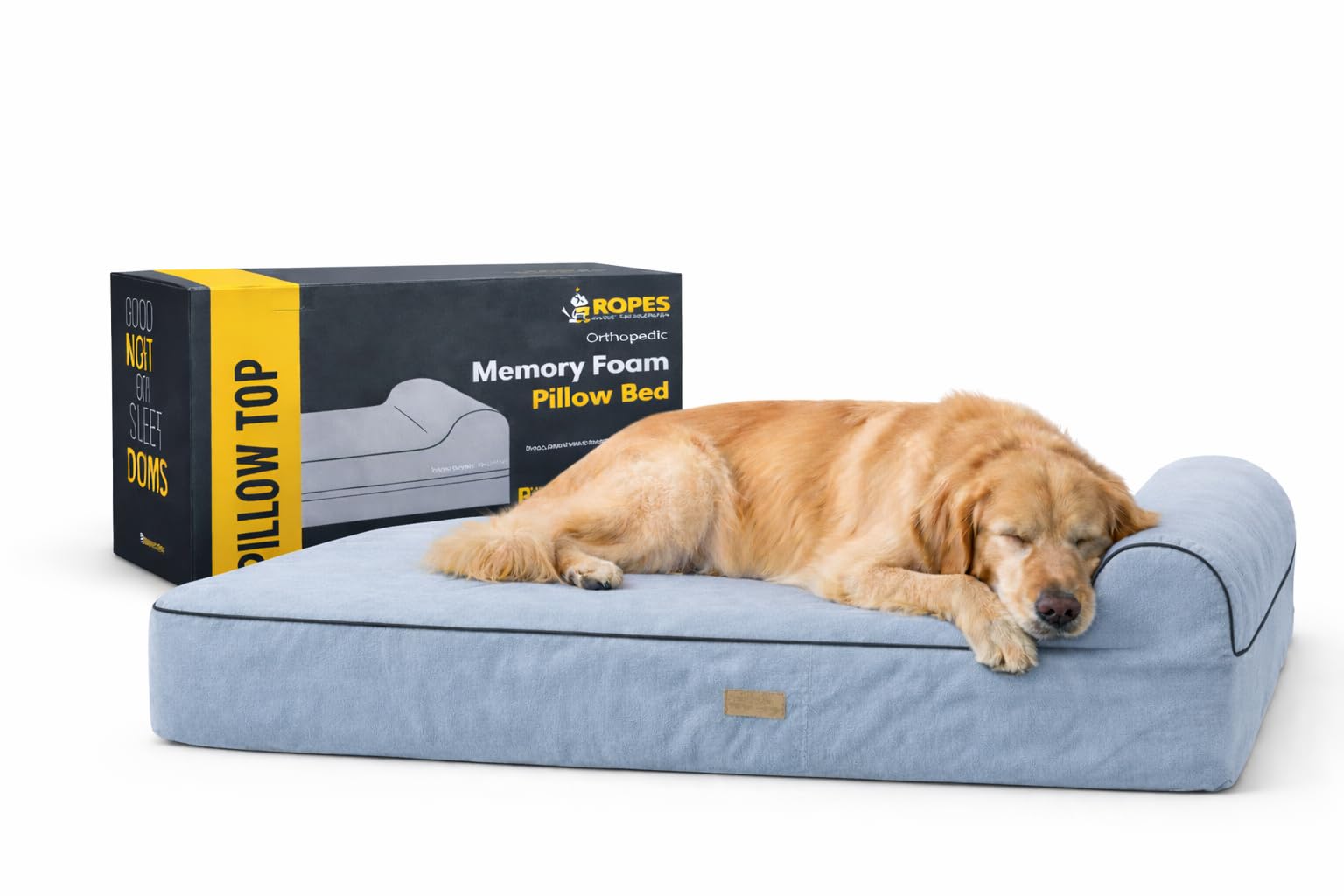 KOPEKS Jumbo Orthopedic Dog Bed - 7-inch Thick Memory Foam Pet Bed with Pillow With Removable Cover & Free Waterproof Liner - For Large Breed Dogs — image 1