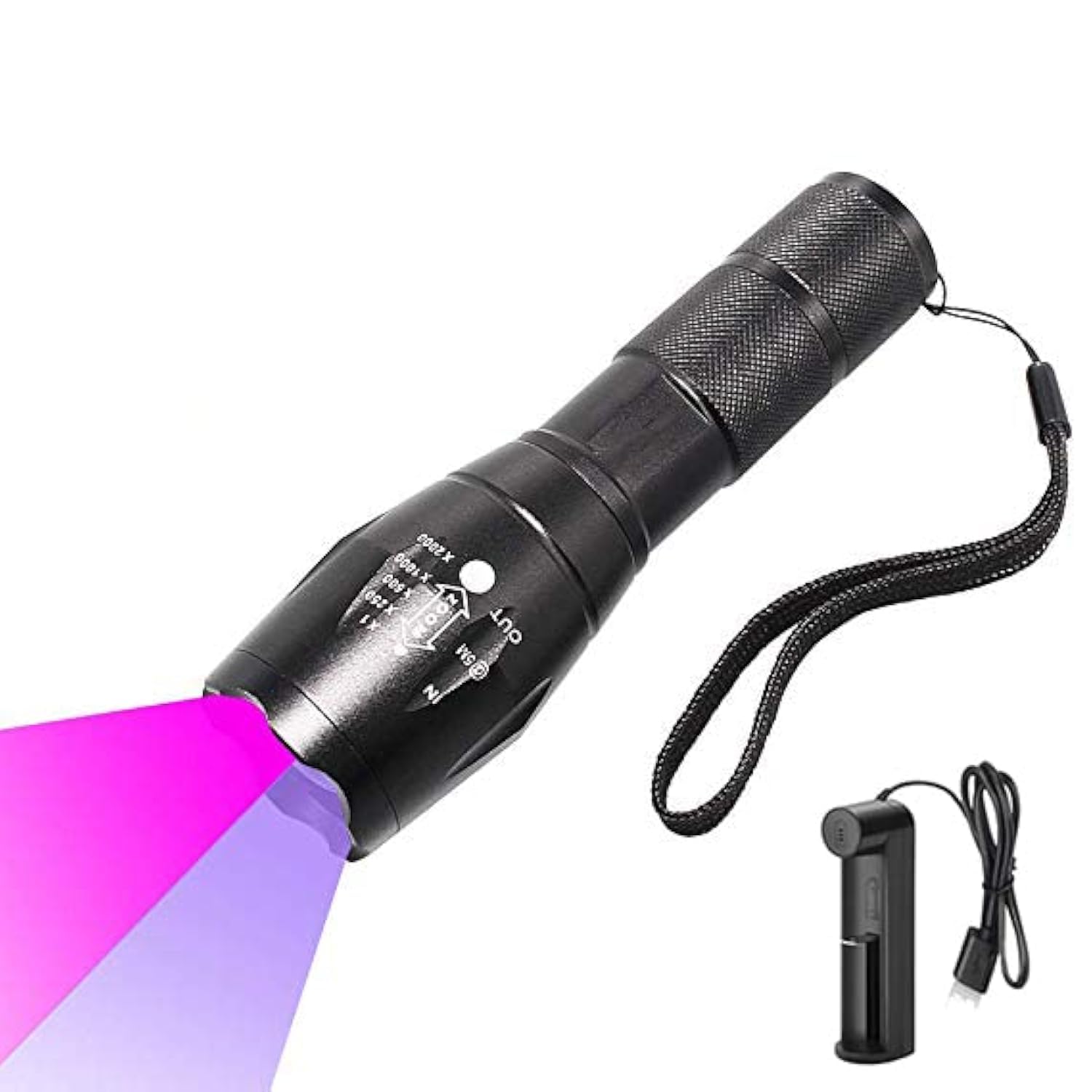 WESLITE UV Torch Rechargeable, Ultra Violet Flashlight with 365nm & 395nm LED Black Light Zoomable Pet Urine Detector Double UV Light Source Torches for Resin Curing, Pearls and Jewels Verification