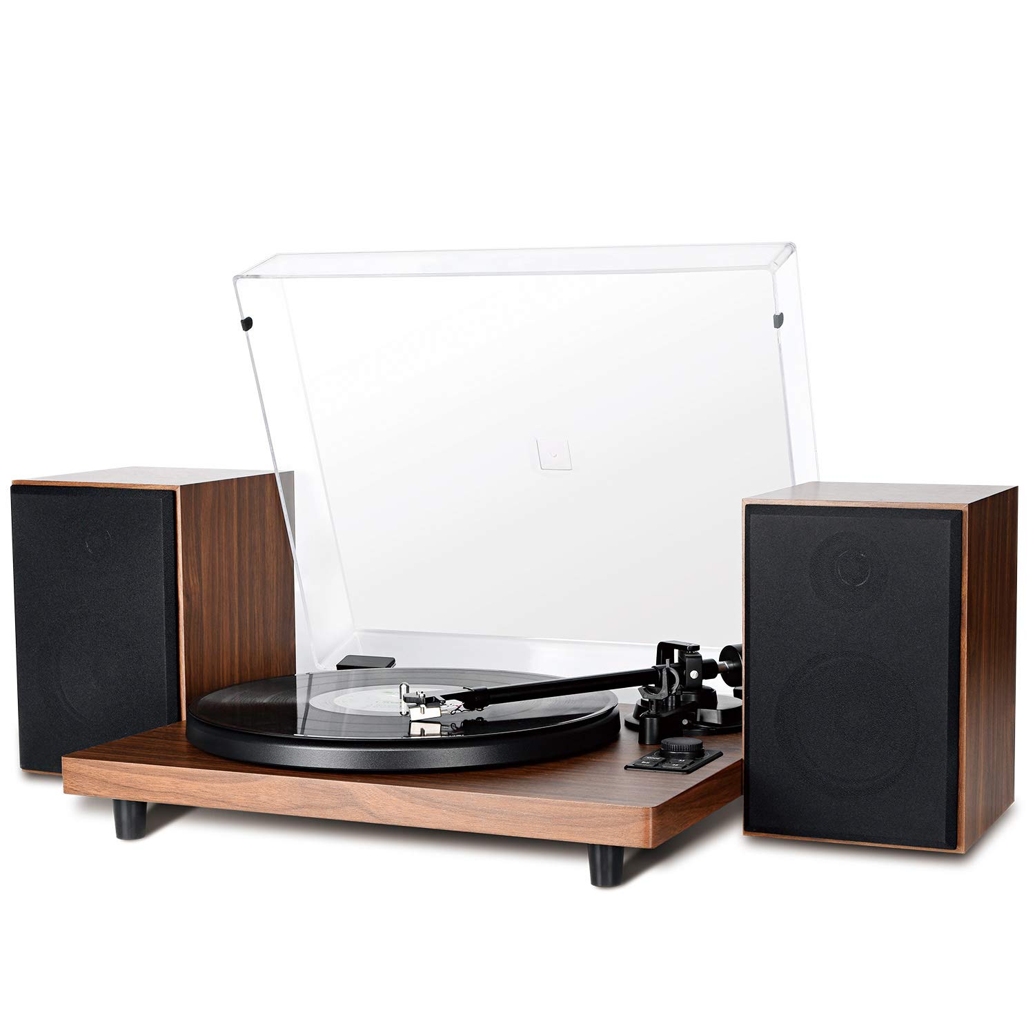 DIGITNOW Vinyl Record Player with Magnetic Cartridge & Adjustable Counter Weight,Wireless Bluetooth Turntable HiFi System with 36 Watt Detachable Speakers for High Fidelity Sound.
