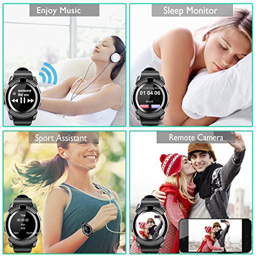 Bluetooth Smart Watch With Camera Touch Screen Smartwatch Unlocked Smart Wrist Watch With Sim Card Slot Fitness Tracker For Android Smartphone Samsung IOS Apple Iphone 7 8 X Sony Men Women Kids
