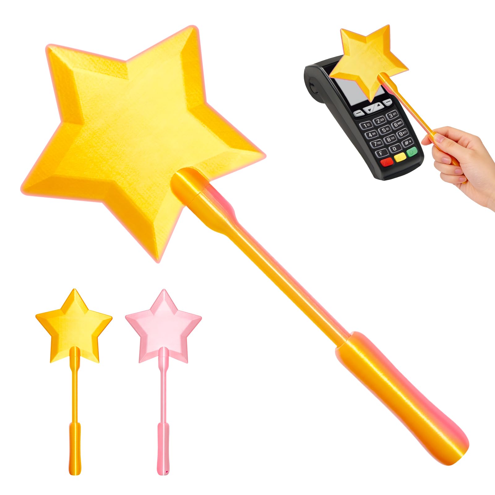 Longgaogao 3D Printed Fairy Wand Card Holder, Credit Card Wand, Contactless Various Credit Cards and Payment Cards, For Teens Adults Tech Lovers Cosplay Magicians Performers (Gold)