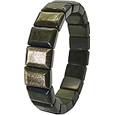YXBOMG Golden Obsidian Bracelet Natural Rectangle Crystal Stretch Bracelet Gift for Men Women Christmas Birthday Energy Healing Bring Happiness Luck Wealth