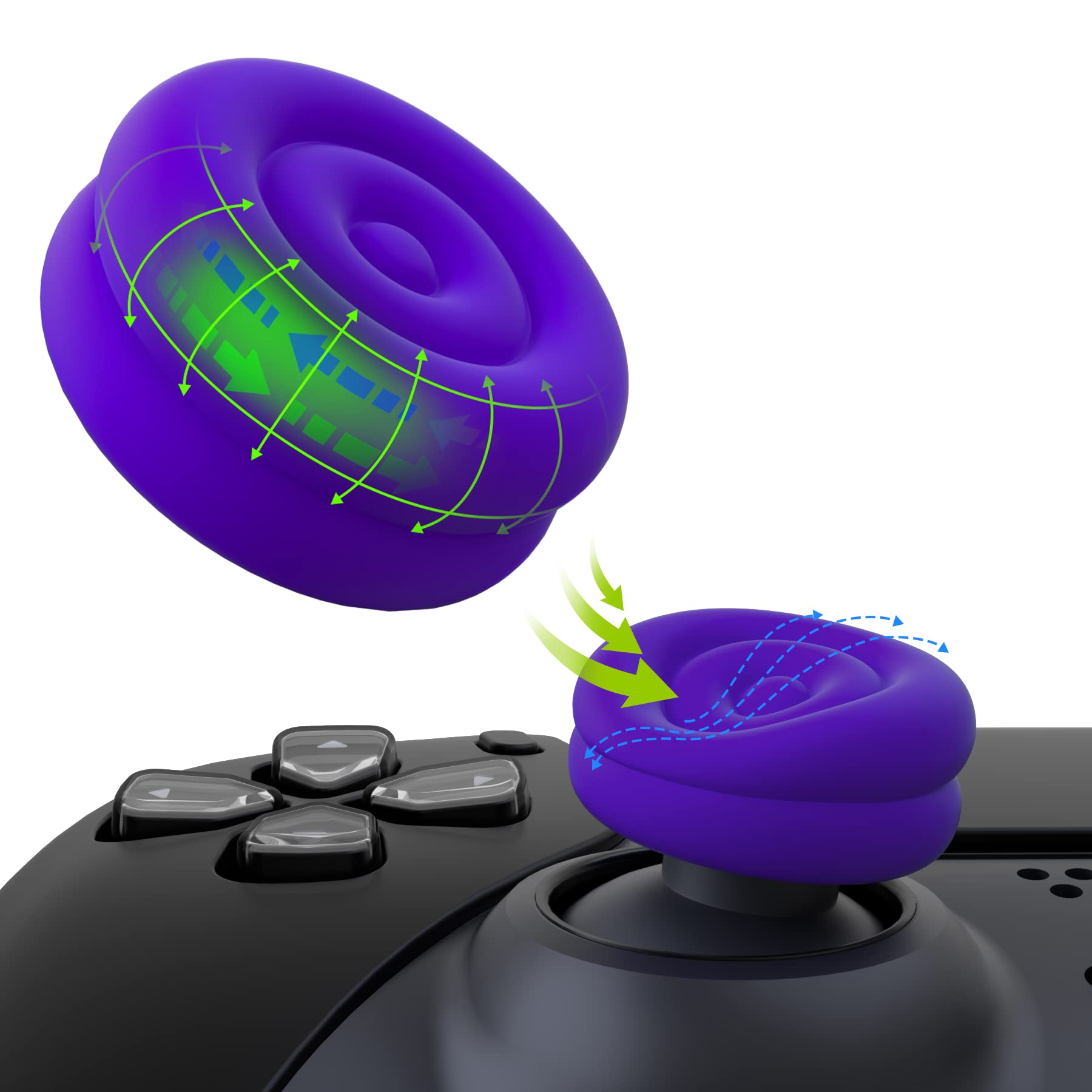 PlayVital Thumbs Cushion Caps Thumb Grips for ps5, for ps4, Thumbstick Grip Cover for Xbox Series X/S, Thumb Grip Caps for Xbox One, Elite Series 2, for Switch Pro Controller - Purple