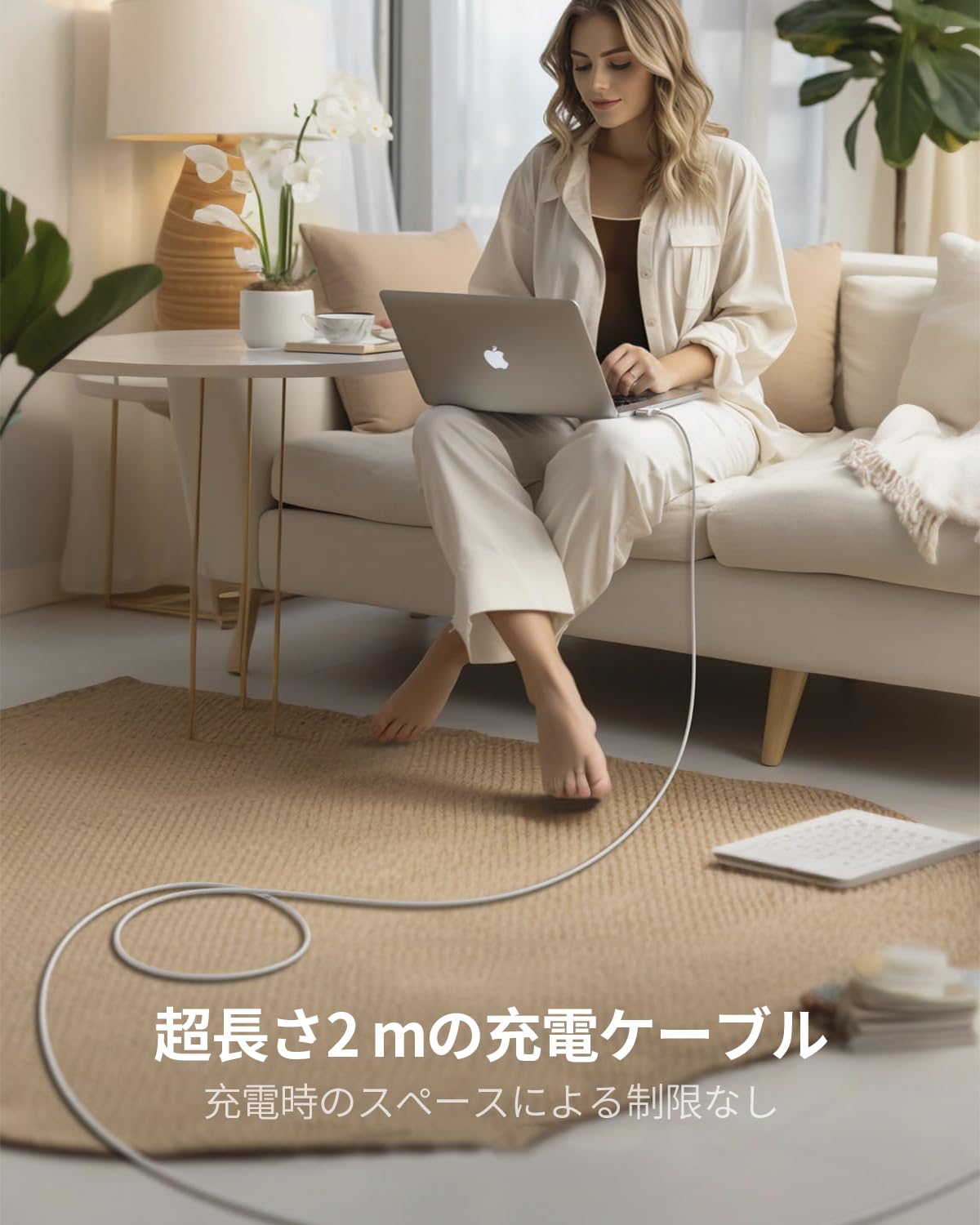 Macbook Charger Cable 2M USB-C to Mag-safe 3 Magnetic Charging Cable PD3.1 Magnetic Charging Cord Mac Rapid Charging Cable for MacBook Air (13