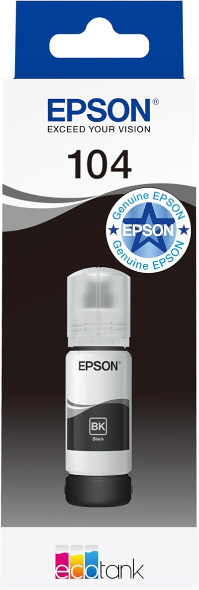 Epson 104 Black Ink 65ml Refill Bottle EcoTank Compatible ET-2710 ET-4700