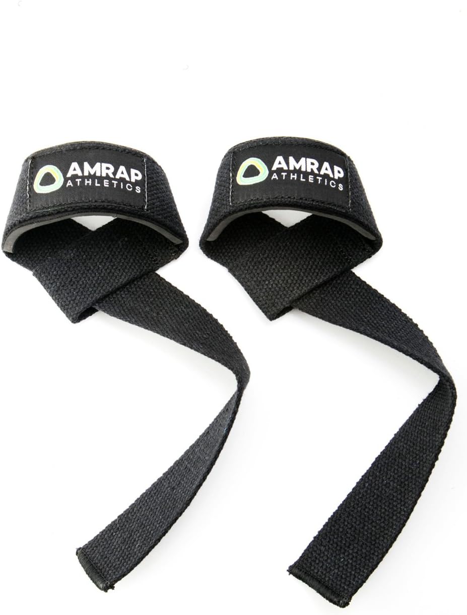 Lifting Straps by AMRAP Athletics Crossfit Gear - Pair of 22" Long 1.5" Wide Heavy Duty Cotton Weightlifting Straps with Comfortable Neoprene Padding - Backed by IRONCLAD Satisfaction Guarantee - Lift More NOW!
