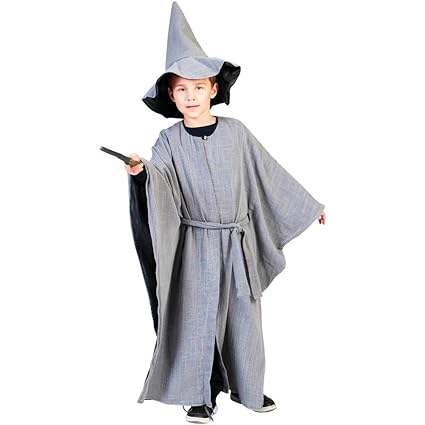 Das Kostümland Zauberer Gandalf Kostüm für Kinder - Grauer Wizzard Verkleidung zu Karneval, Kinderfasching oder Theater