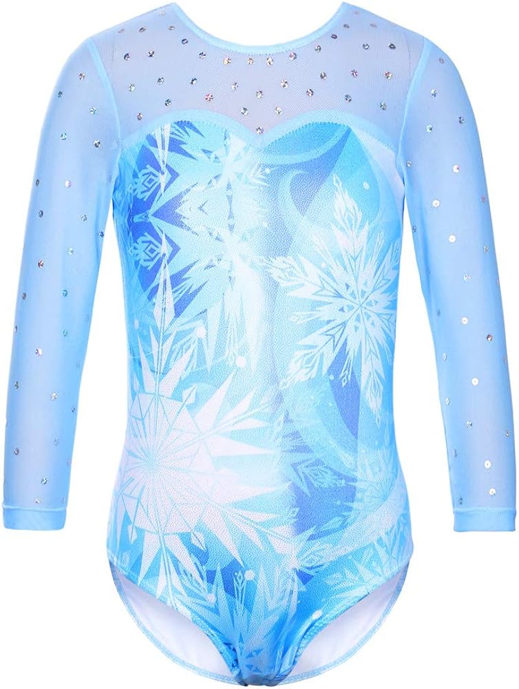 TFJH E Kids Little Girls' One Piece Sparkly Gymnastics Leotard Practice Outfits: Clothing