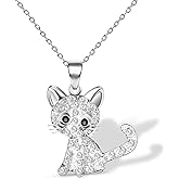Cat Pendant Necklace for Girls Kids Jewelry,Small Cute Kitty kitten Rainbow Rhinestone Necklace for Little Teen Girls Women 1