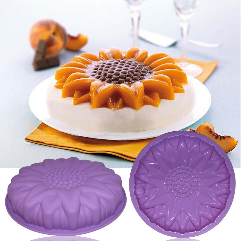 SENHAI 3 Pack Flower Shape Silicone Cake Bread Pie Flan Tart Molds - Image 4