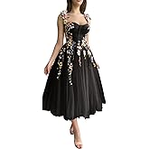 Fivsole Teen's 3D Flower Applique Prom Dress Short for Women Tulle Formal Gowns Floral Wedding Dress
