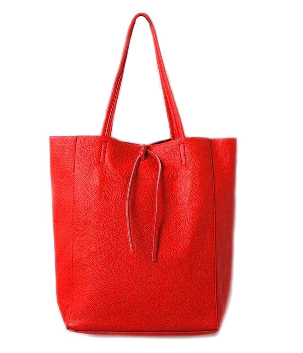 LeahWard Large Hobo Shoulder Bag, Women's Genuine Italian Hand Made Shoulder Bags, A4 College School Work Business Bags (Red)