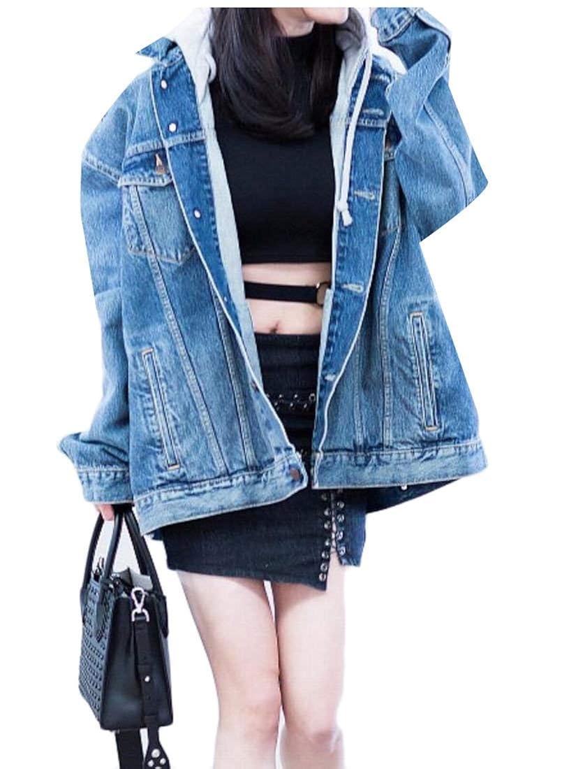 hooded drawstring boyfriend trends jean swish pockets two piece coat
