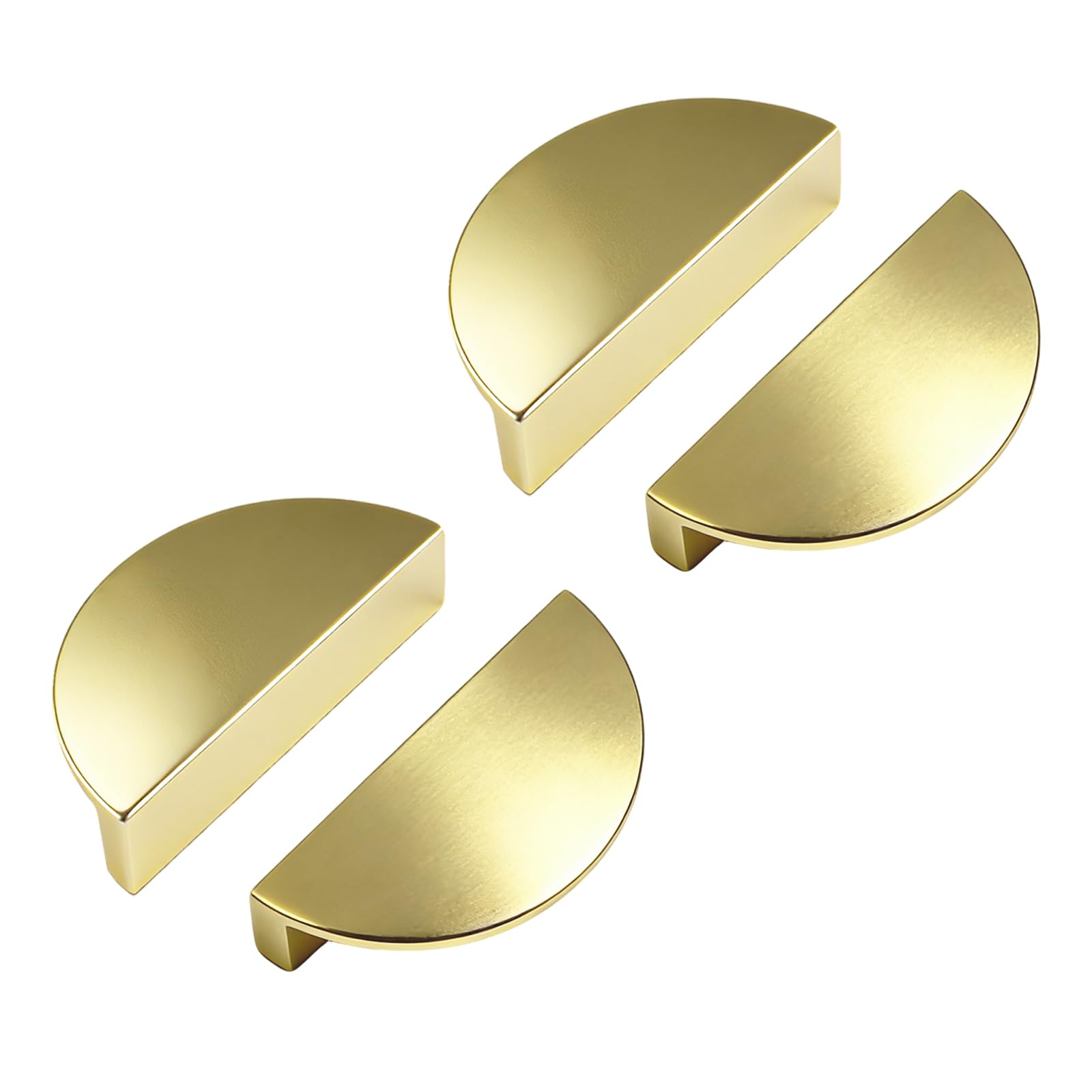 INCREWAY Half Moon Drawer Pulls,4PCS Aluminum Alloy Cabinet Pulls Semicircle Knobs Decorative Door Knobs (Gold)