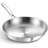 KOCH SYSTEME CS Stainless Steel Pan 10 Inch, Tri-Ply Stainless Steel Frying Pan with Stay-Cool Handle, Oven Safe, Non-Toxic Staninless Steel Skillet, Fast & Even Heat Induction Compatible