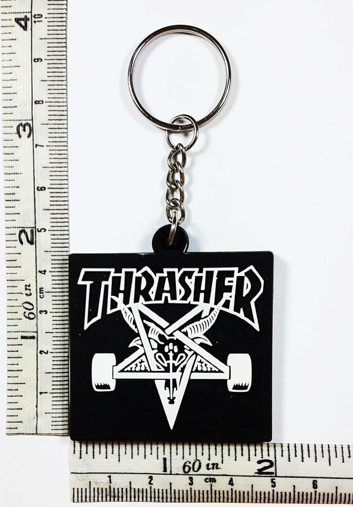 Black Thrasher music Keychain Key ring Rubber Music Band Pop Rock Punk Heavy Metal Ideal for Birthday Gift
