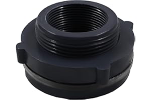 Rierdge 1 Pack 1-1/2” PVC Bulkhead Fitting, Bulkhead Tank Connector Adapter Fitting for Rain Barrels, Water Tank, Aquariums - Dark Grey