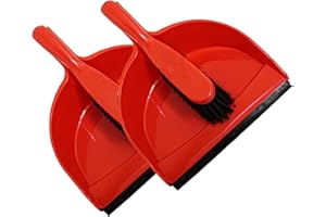 Dustpan and Brush Sets, 2 Sets Plastic Mini Dustpan and Brush, Easy Sweep and Pan Set with Rubber Blade, Portable Small and f