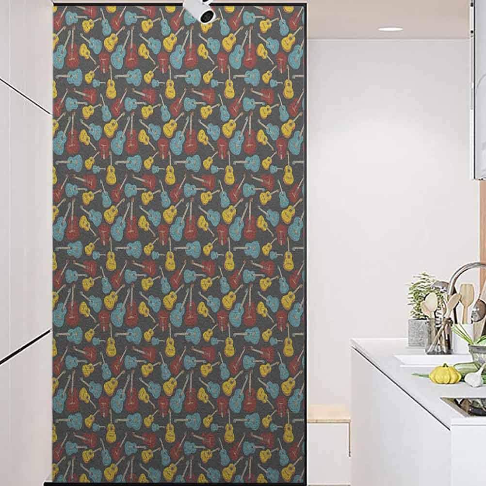 wonderr Window Film Non Adhesive Window Privacy Film, Guitar Antique