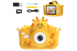TIATUA Kids Camera for Girls & Boys, Toddler Camera for Age 3-10 Kids with 32GB Card & Dual Lens, 1080P Kids Digital Camera Toys (Yellow)
