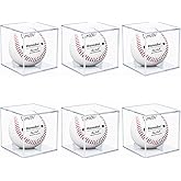 6 Pack Baseball Display Case UV Protected Acrylic Clear Baseball Holder Square Cube Ball Protector Memorabilia Autograph Display Box