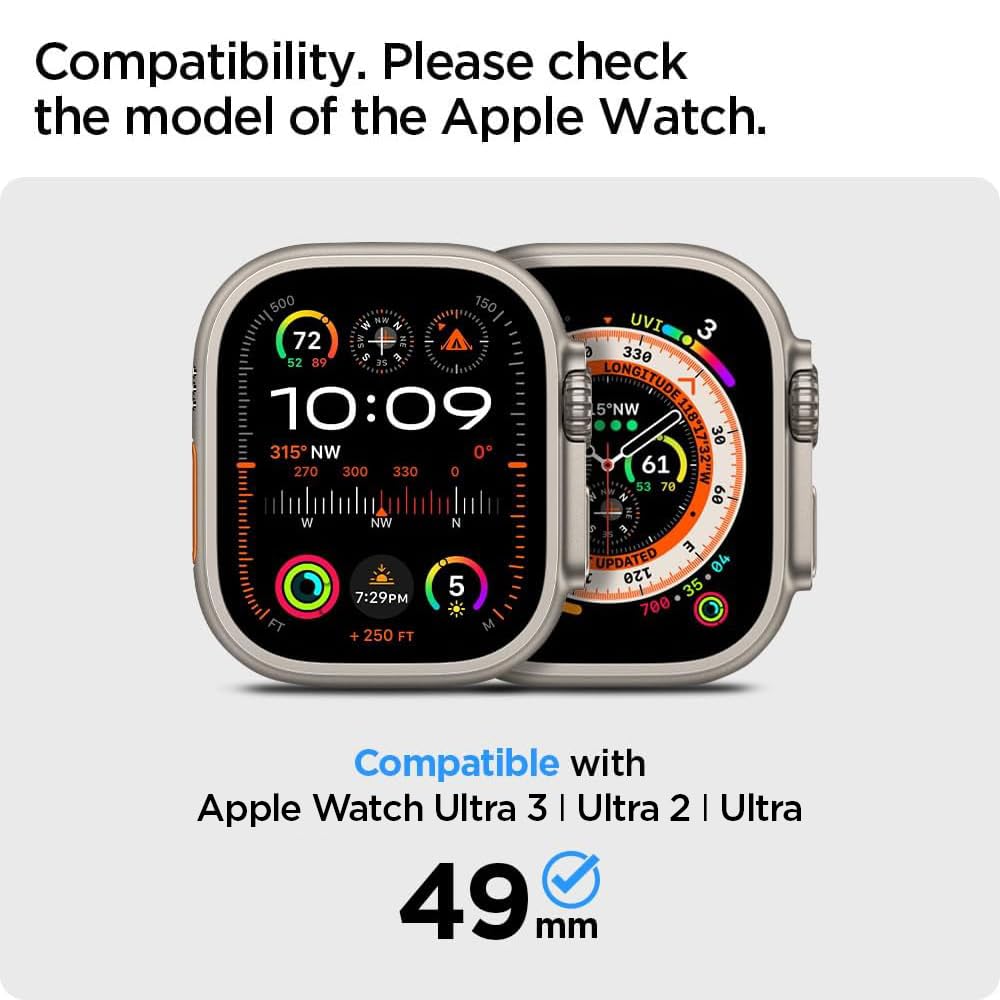 Spigen Tempered Glass Screen Protector [Glas.tR EZ Fit] designed for Apple Watch Ultra 3 / Ultra 2 / Ultra (49mm) - 2 Pack