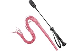 Solaradgy 2Pcs Riding Crop Perfect for Equestrian Training, Outdoor Sports, and Recreational Use, Includes Versatile Pink Tassel Whip and Black Long-Handle Crop