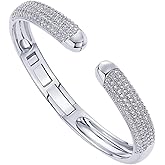 PAVOI 14k Gold Plated Cuff Bracelets | CZ Cuff Gold Bracelets for Women with Premium Pave Setting | Waterproof Hypoallergenic Jewelry | Trendy Elegant Style | 7-Inch Bangle Design