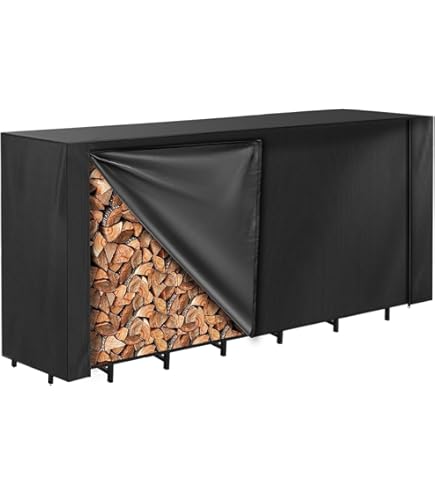 thumbnail image 2 of Easy-Going 4 Feet Outdoor Log Rack Cover Waterproof Weatherproof Firewood Cover With Openable Front Flap (Cover Only, Rack Not Included 2 of 12