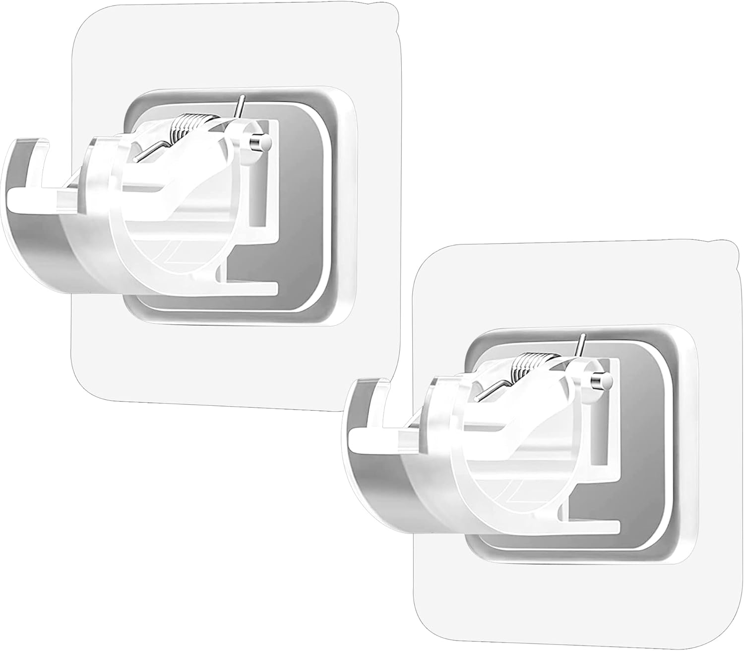 Window Treatment Hardware - Codoule 2PCS No Drill Curtain Rod Brackets No Drilling Curtain Rod Holders Self Adhesive Curtain Rod Hooks Nail Free Adjustable Curtain Hangers,Non Screw Damage Stick On Drapery Rod Bracket for Wall