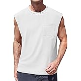 ZIWOCH Mens Sleeveless Tank Tops Workout Cut Off Shirts Muscle Gym T Shirts with Pocket