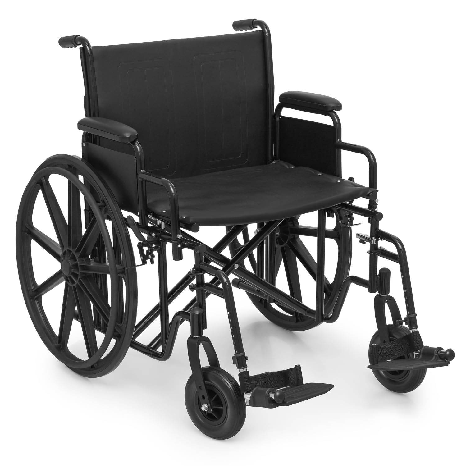 monicare Wide Foldable Bariatric Wheelchair for Adult 500-lbs Heavy-Duty Folding Transport Self-Propelled Wheel Chair with 24-Inch Seat