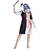 AudMsier 5 PCS Art the Clown Costume Halloween Women Cosplay Terrifier Costume with Mask Knife Gloves