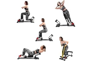 HOWHAI Squat Machine, Sissy Squat Machine Home for Deep Sissy Squats, Ab Workout Equipment, Roman Chair, Sit-ups, Core Exercise Machine with Resistance Bands for Home Gym Workout Station(Black)