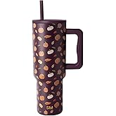 Simple Modern Halloween 40 oz Trek Tumbler with Handle and Straw Lid | Cup Holder Friendly Insulated Stainless Steel Travel Mug | Pumpkin & Leaves