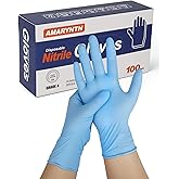 Amarynth 4mil Blue Nitrile Exam Gloves Small – 100ct Disposable, Powder-Free, Latex-Free, Chemical Resistant for Medical, Cooking & Cleaning