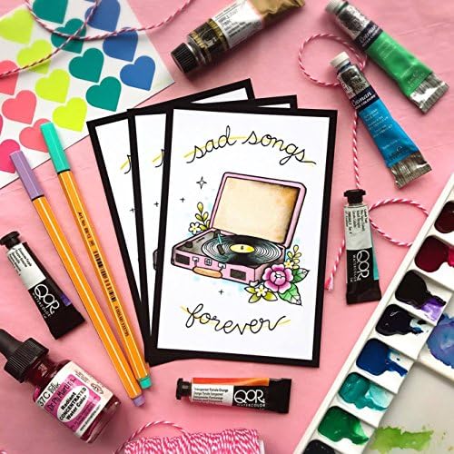 Sad Songs Forever Tattoo Flash PRINT Record Player Vinyl by Michelle Kent