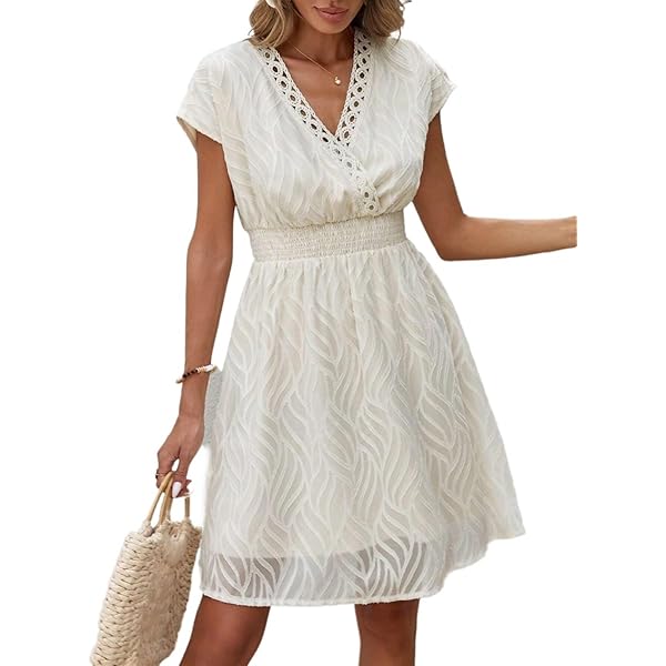 La Blanca Vestido Corto De Manga Corta Para Mujer