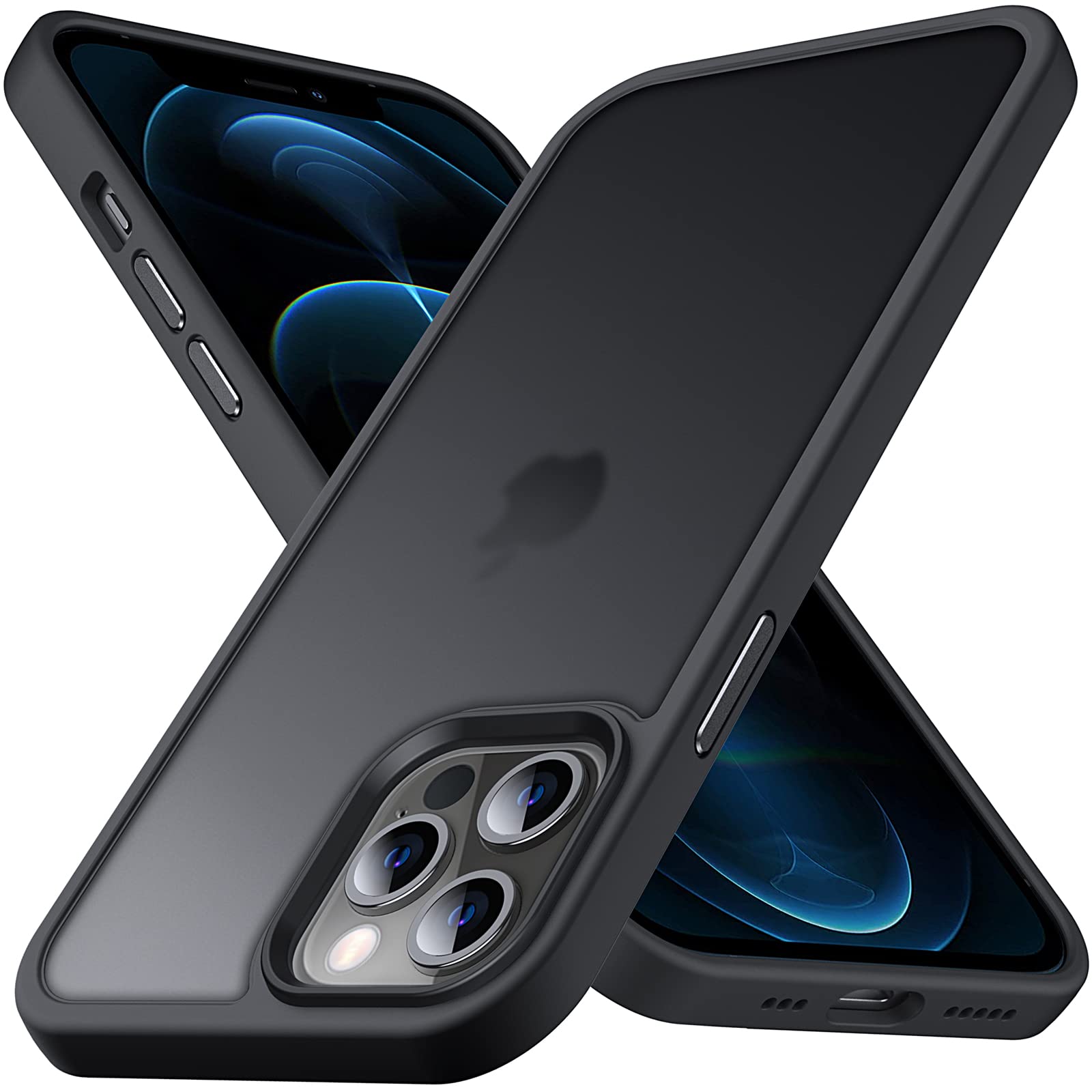 Anqrp Designed for iPhone 12 Pro Max Case, [Military Shockproof] Super Soft Silicone Slim Translucent Matte Protective Phone Cover, Compatible with iPhone 12 Pro Max 6.7", Black — image 1