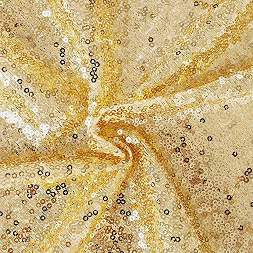 CIPAZEE Gold Sequin Table Runners 2 Pack 12x80inch Glitter Gold Table