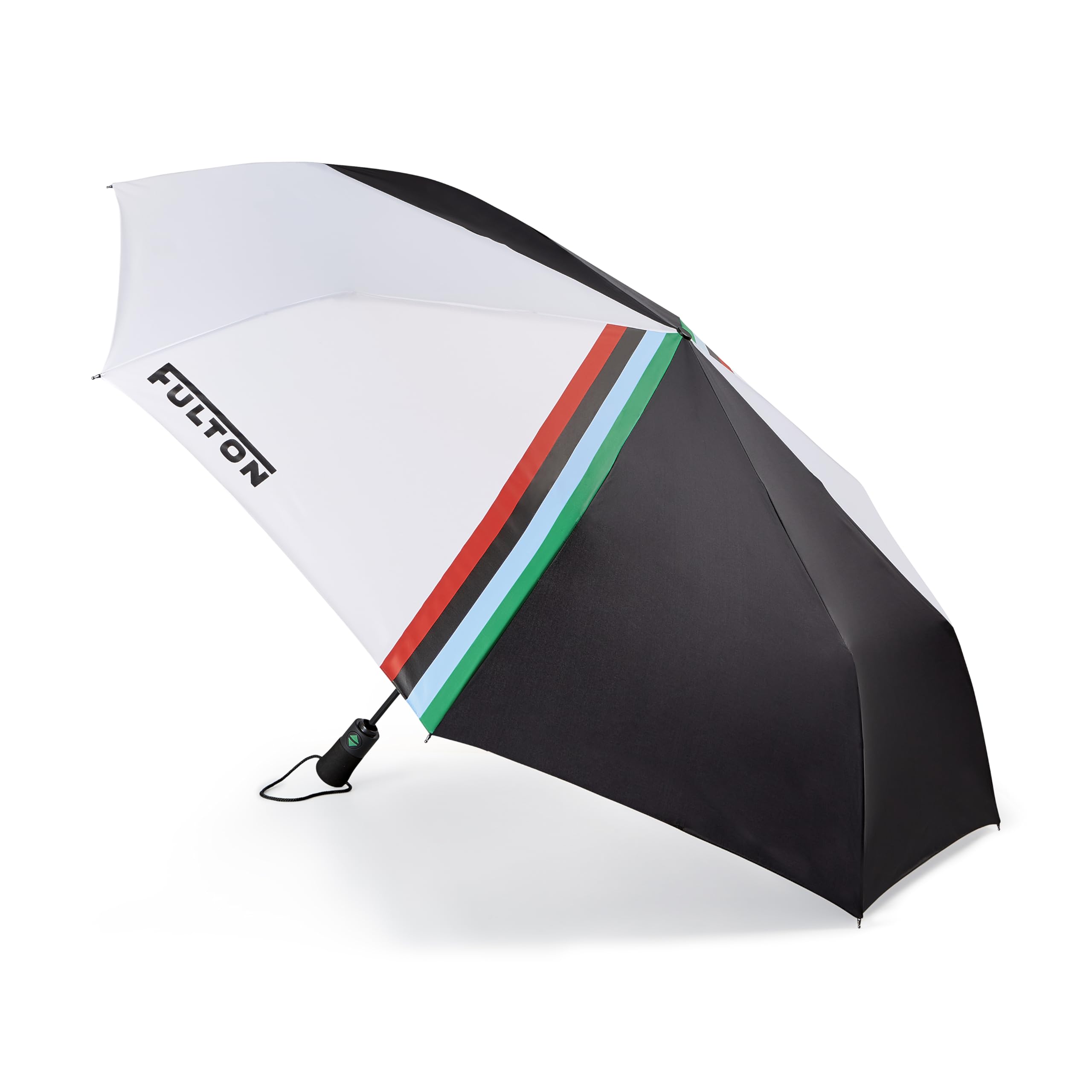 Fulton Jumbo Stripe Print Umbrella, Auto Open Button, Multi Coloured, 124cm Span