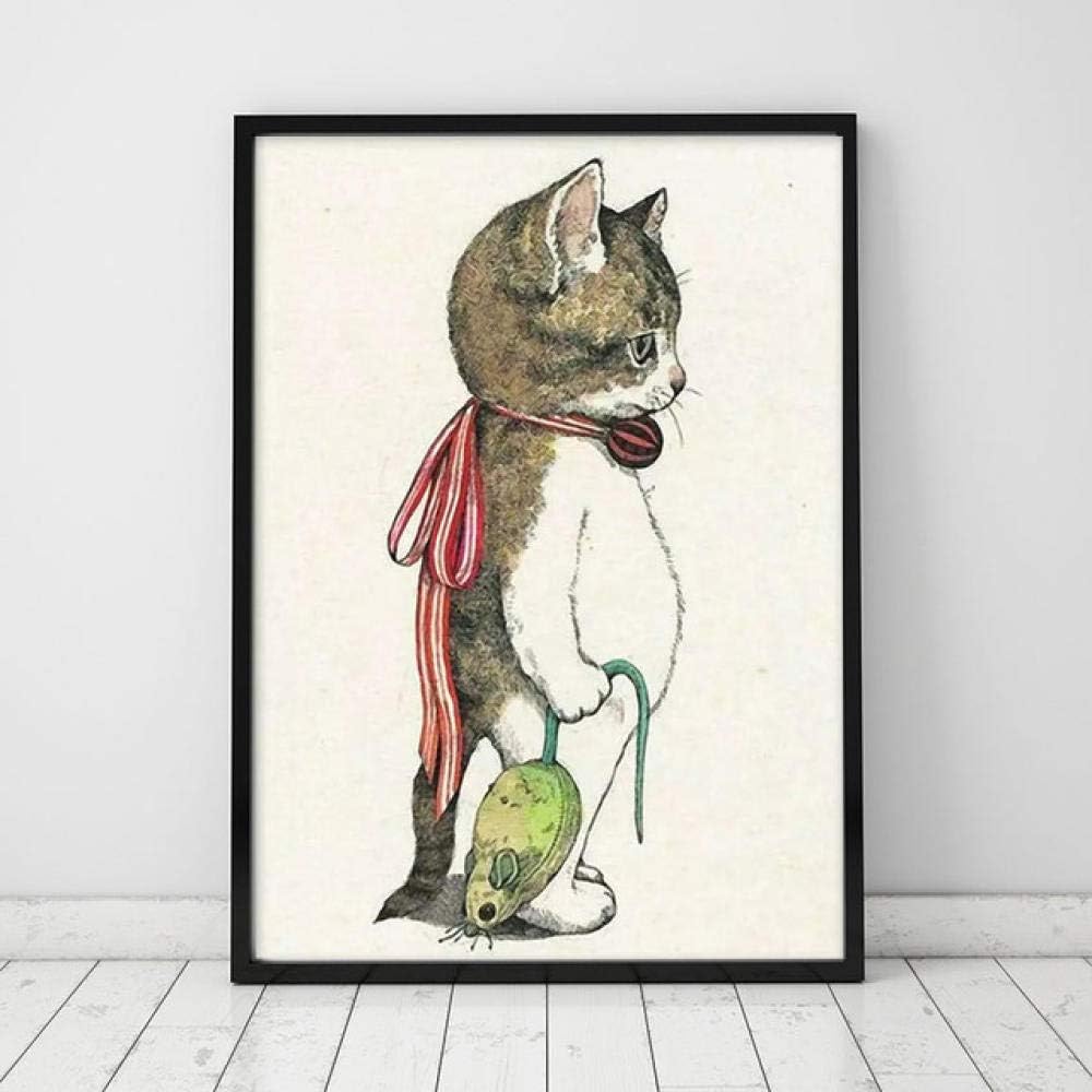 Amazon Com Room Cute Cartoon Cat Catch Mouse Children Room Decoration Poster Home Wall Art Printing Canvas Painting Picture Customization 40x50cm No Frame Posters Prints
