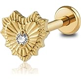 FINE4U 1PC ASTM F136 Titanium Broken Heart Piercing Jewelry for Conch, Tragus, Helix 16G 6mm 8mm,Hypoallergenic Flatback Stud
