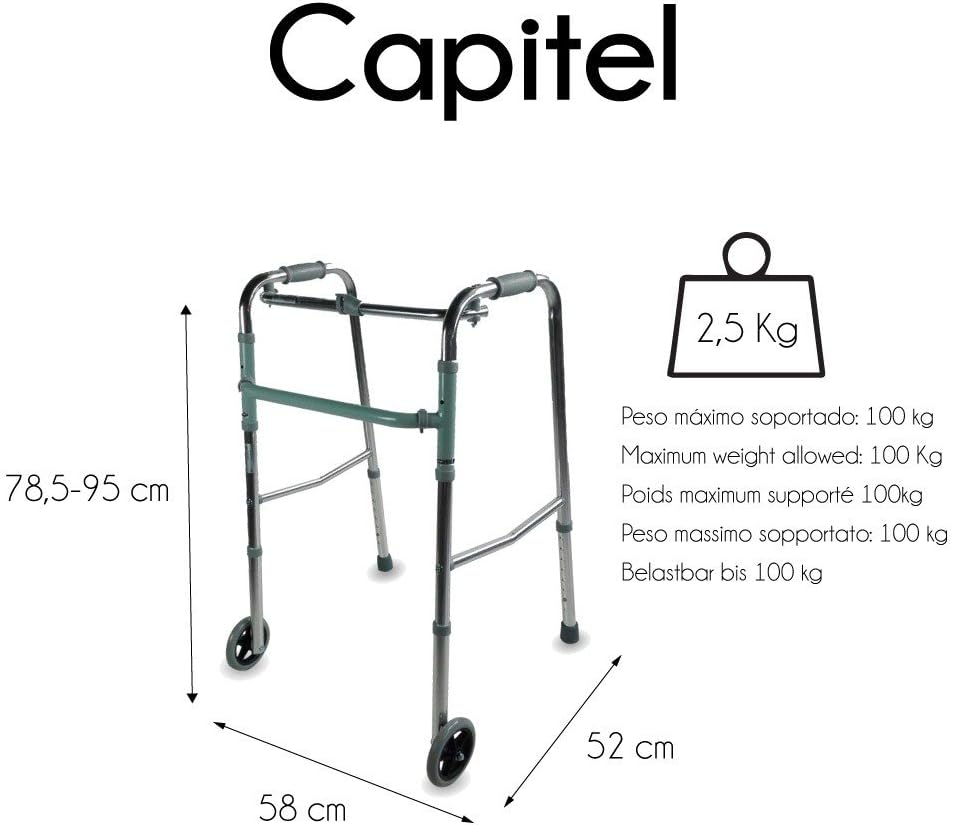 Mobiclinic®, Walking Frame for the Elderly Model Capitel, European Brand, Foldable, Height Adjustable, Anti-Slip - Image 3